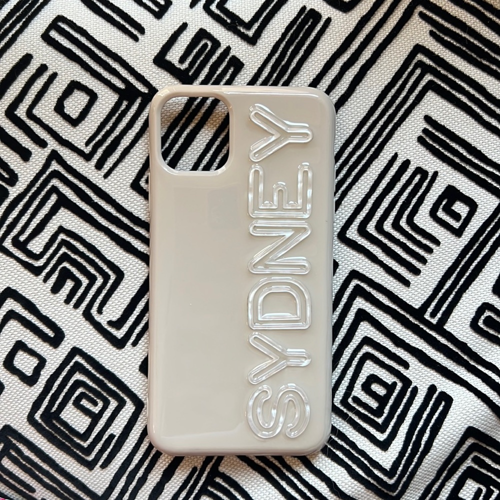 BaubleBar All The Beige iPhone 11 Pro Max case; customized “SYDNEY”